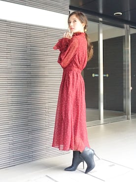 「ドット柄」｜ECLINさん（レディース・160cm）の秋コーディネート