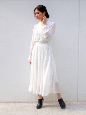 「ECLIN（エクラン）のアイテム（ワンピース）」を使った、ECLINさん（レディース・158cm）の春コーディネート