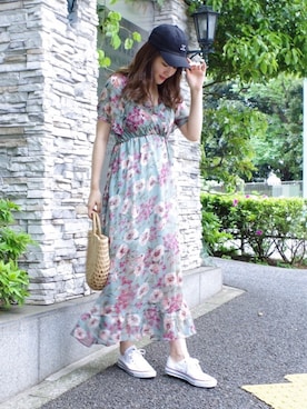 「ECLIN（エクラン）のアイテム（ワンピース）」を使った、ECLINさん（レディース・165cm）の春コーディネート