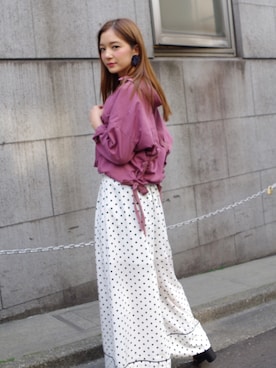 「ドット柄」｜ECLINさん（レディース・158cm）の春コーディネート