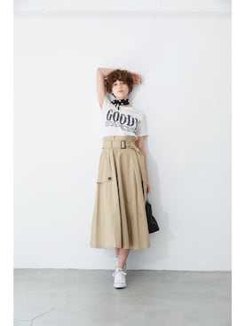 「アイテム（スカート）」を使った、ECLINさん（レディース・175cm）の春コーディネート