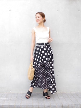 「ドット柄」｜ECLINさん（レディース・158cm）の春コーディネート