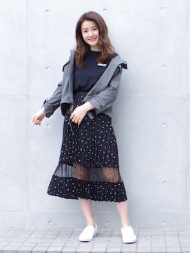 「ECLIN（エクラン）のアイテム」を使った、ECLINさん（レディース・165cm）の春コーディネート