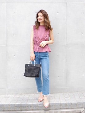 「summer」｜「アイテム（トートバッグ）」を使った、ECLINさん（レディース・165cm）の夏コーディネート