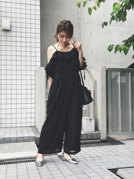 「ECLIN（エクラン）のアイテム（オールインワン・サロペット）」を使った、ECLINさん（レディース・158cm）の夏コーディネート