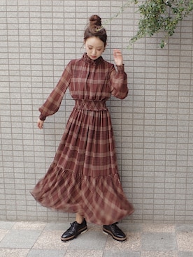 「ECLIN（エクラン）のアイテム」を使った、ECLINさん（レディース・167cm）の秋コーディネート