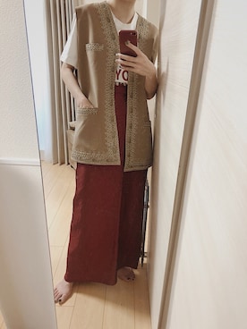 「サテンパンツ」｜「アイテム（スカート）」を使った、NARUKA  さん（レディース・163cm）の秋コーディネート