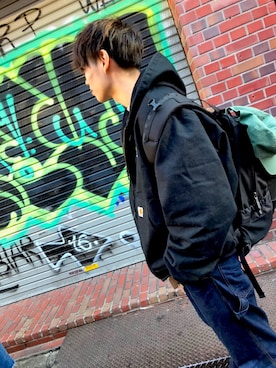 「Carhartt（カーハート）のカーハート ストラップバックキャップ ODESSA  CHARHARTT（キャップ）」を使った、Rskさん（メンズ・171cm）の冬コーディネート