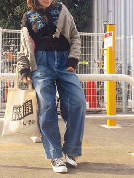 「stussywomen」｜「アイテム（ジャケット/アウター）」を使った、Y U K Aさん（レディース・154cm）の春コーディネート