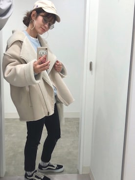 「Mila Owen（ミラオーウェン）のアイテム（ムートンコート）」を使った、Y U K Aさん（レディース・154cm）の冬コーディネート