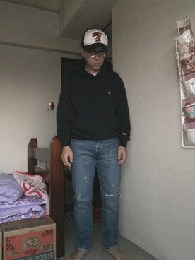 「ドラフトリーバイス」｜「アイテム（パーカー）」を使った、つよしさん（メンズ・170cm）の冬コーディネート