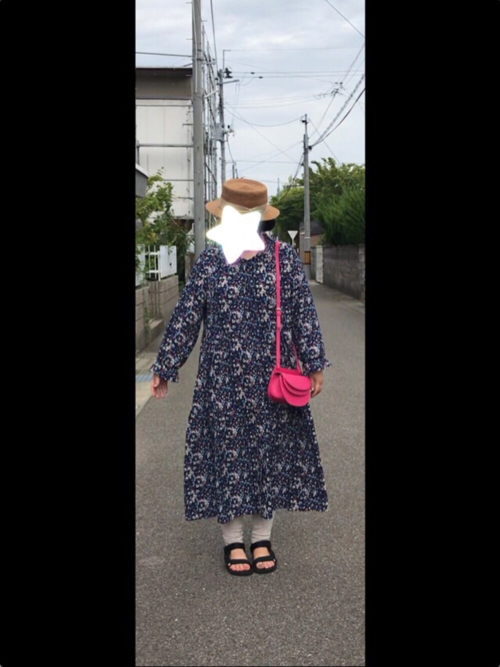 「ぽっちゃり、ぽっちゃりコーデ、ワンピース、花柄ワンピース」｜「しまむらのアイテム（ワンピース/ドレス、その他）」を使った、coconatsuさん（レディース・163cm）の秋コーディネートの1枚目の写真