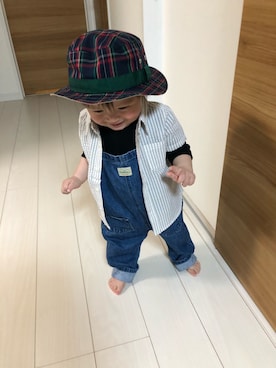 「ハットコーデ」｜「アイテム（サロペット/オーバーオール）」を使った、keitaさん（キッズ・80cm）の春コーディネート
