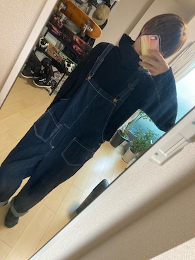 「ラフスタイル」｜「アイテム（オールインワン・サロペット）」を使った、miyaさん（レディース・165cm）の冬コーディネート