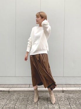 「ブラウンコーデ」｜「アイテム（ブーティ）」を使った、OSAKA_172cmさん（レディース・172cm）の秋コーディネート