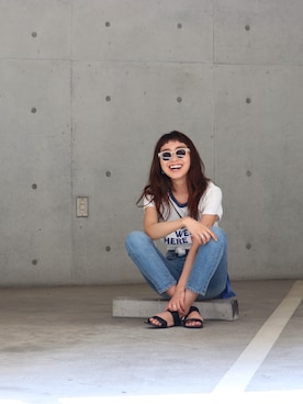 「Ungrid（アングリッド）のストラップサンダル（サンダル）」を使った、知久友里恵さん（レディース・164cm）の春コーディネート