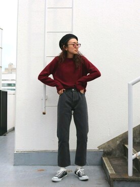 知久友里恵さん（レディース・164cm）の冬コーディネート