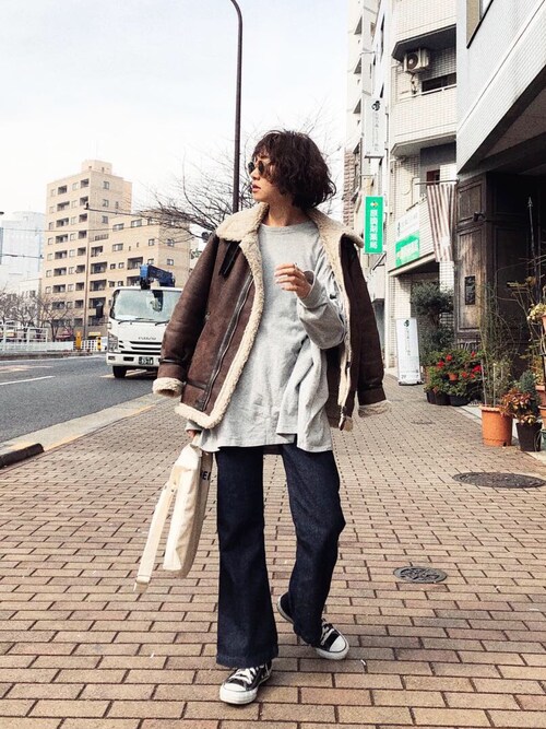 美品ALPHA MING by BEAMS / 別注 B-3フライトジャケット ALPHA INDUSTRIES B-3で、女子が勢揃い。｜B:MING by BEAMS
