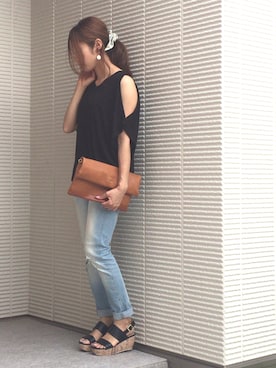 「ウェッジソール」｜「アイテム（その他）」を使った、＊chii＊さん（レディース・156cm）の夏コーディネート