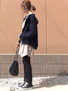 「BEAUTY&YOUTH UNITED ARROWS（ビューティーアンドユースユナイテッドアローズ）のBY∴ マーブルビックパーツ イヤリング ◆（イヤリング）」を使った、＊chii＊さん（レディース・156cm）の春コーディネート