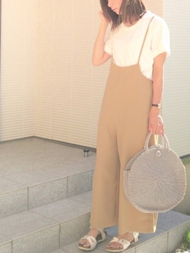 「サークルバッグ」｜「アイテム（オールインワン・サロペット）」を使った、＊chii＊さん（レディース・156cm）の春コーディネート