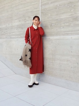 ワンピース ドレスを使った 赤ニット の人気ファッションコーディネート Wear