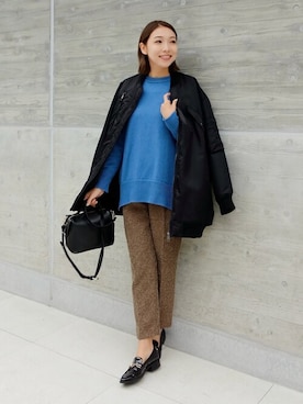 「STYLE DELI（スタイルデリ）のアイテム（MA-1）」を使った、STYELEDELIさん（レディース・157cm）の冬コーディネート