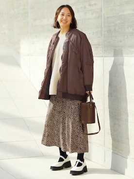 「STYLE DELI（スタイルデリ）のアイテム（MA-1）」を使った、STYELEDELIさん（レディース・156cm）の冬コーディネート