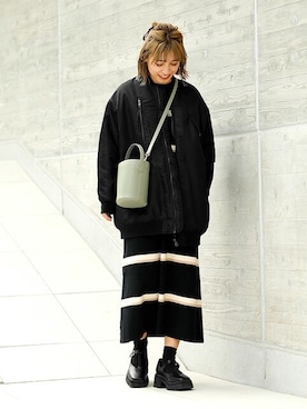 「STYLE DELI（スタイルデリ）のアイテム（MA-1）」を使った、STYELEDELIさん（レディース・153cm）の冬コーディネート