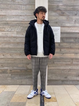「RECOMMEND  ITEM STYLING」｜「アイテム（ダウンジャケット/コート）」を使った、TEI YUTAさん（メンズ・176cm）の冬コーディネート