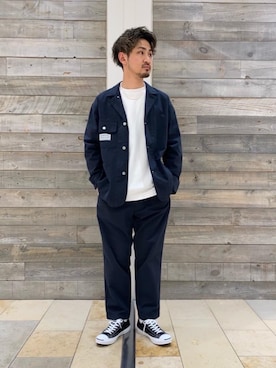 「RECOMMEND  ITEM STYLING」｜「アイテム（カバーオール）」を使った、TEI YUTAさん（メンズ・176cm）の春コーディネート