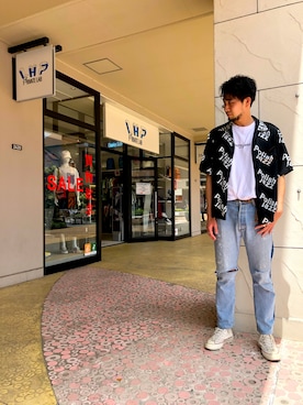 「MISBHV（ミスビヘイブ）のアイテム」を使った、ツネマツさん（メンズ・187cm）の夏コーディネート