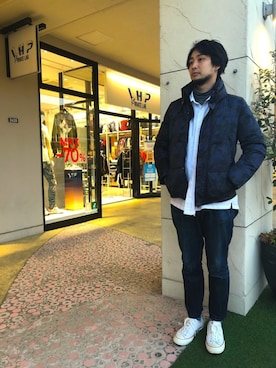 「DUNO（デュノ）のアイテム」を使った、ツネマツさん（メンズ・187cm）の冬コーディネート