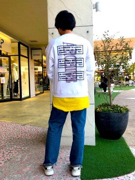 「A4A（エーフォーエー）のアイテム（スウェット）」を使った、ツネマツさん（メンズ・187cm）の春コーディネート