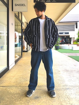 「WHITELAND（ホワイトランド）のWHITELAND/ホワイトランド/リネンシャツ（シャツ/ブラウス）」を使った、ツネマツさん（メンズ・187cm）の春コーディネート