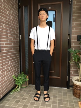 「DAISO（DAISO）のアイテム（シューズ）」を使った、ひかるさん（メンズ・173cm）の夏コーディネート