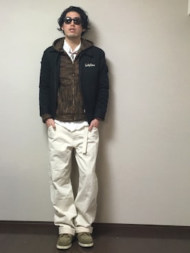 「COOTIE」｜「アイテム（ブルゾン）」を使った、たけまるさん（メンズ・184cm）の冬コーディネート