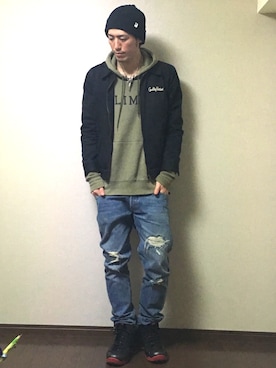 「kicks」｜「アイテム（ブルゾン）」を使った、たけまるさん（メンズ・184cm）の春コーディネート