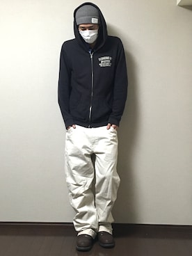 「ROUGH and RUGGED（ラフアンドラゲッド）のアイテム（帽子）」を使った、たけまるさん（メンズ・184cm）の春コーディネート