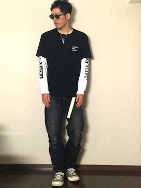 「challenger」｜「アイテム（アクセサリー）」を使った、たけまるさん（メンズ・184cm）の春コーディネート
