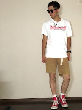 「challenger」｜「アイテム（アクセサリー）」を使った、たけまるさん（メンズ・184cm）の夏コーディネート