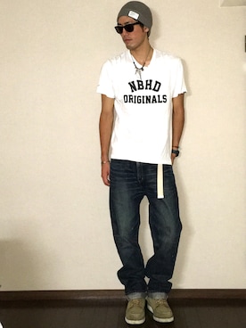 「ROUGH and RUGGED（ラフアンドラゲッド）のアイテム（帽子）」を使った、たけまるさん（メンズ・184cm）の秋コーディネート