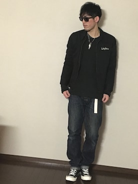 「ルード」｜「アイテム（ブルゾン）」を使った、たけまるさん（メンズ・184cm）の冬コーディネート