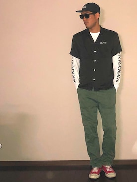 「Captains Helm（キャプテンズヘルム）のアイテム（パンツ）」を使った、たけまるさん（メンズ・184cm）の秋コーディネート
