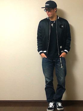 「ルード」｜「アイテム（アクセサリー）」を使った、たけまるさん（メンズ・184cm）の秋コーディネート