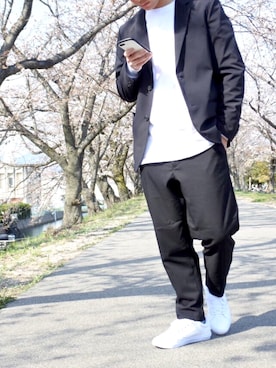 「花見コーデ」｜「アイテム（スニーカー）」を使った、kentomanさん（メンズ・169cm）の春コーディネート