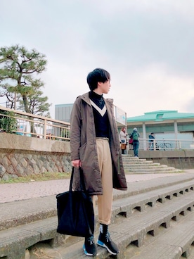 「LIDNM（リドム）のアイテム（モッズコート）」を使った、feriさん（メンズ・175cm）の夏コーディネート