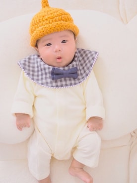 「アイテム（スタイ/よだれかけ、グレー系）」を使った、よーちゃんさん（キッズ・60cm）の冬コーディネート