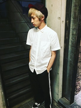 「JULIAN DAVID（ジュリアン デイヴィッド）のアイテム（帽子）」を使った、MINX銀座二丁目店  橋口　建太さん（メンズ・173cm）の夏コーディネート