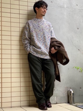 「グラミチ」｜「アイテム（チェスターコート）」を使った、中田 直宏さん（メンズ・171cm）の冬コーディネート